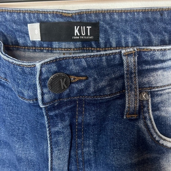 Kut from the Kloth Jean Shorts Jane High-Rise Bleach Dye Festival Fringe Size 8 - Picture 6 of 9